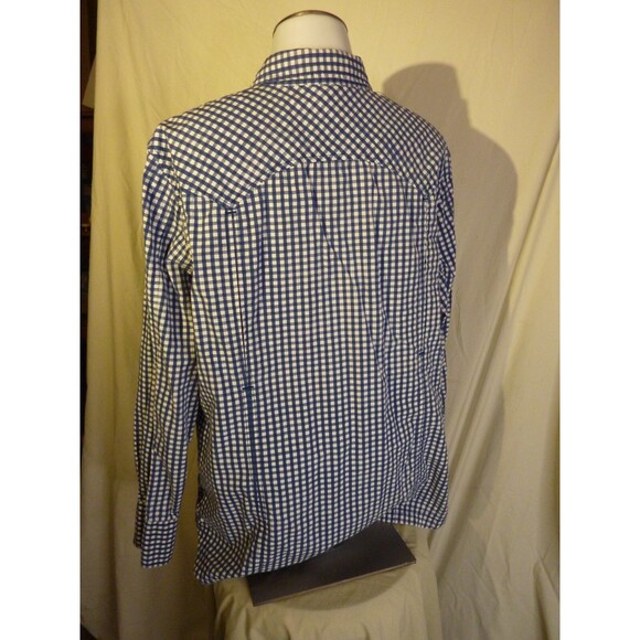 Duluth Trading Blue Checked-Long Sleeve Shirt-Snap Closer-Double Pocket-sz XL - Picture 3 of 4